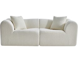 Modern 2-zits fluwelen sofa met kussens – Ruimtebesparende loveseat voor woonkamer, kantoor, appartement – Zacht compressiedesign- Beige