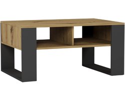Modern A6 Serie - Hoge Rechthoekige Salontafel - Dubbellaags - Artisan Eiken - Mix Antraciet