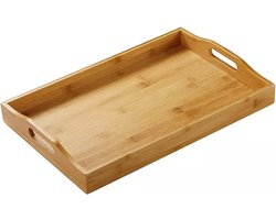 Modern Bamboo Trays with Handle, Wooden Tray, Kitchen Tray, Serving Plate, Breakfast Tray for Breakfast, for Kitchens, Cafes, Restaurants (38 x 25 x 5 cm)