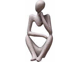 Modern Beeldje Denkend Mens - Beeldjes Woonkamer Decoratie - Standbeeld - Accessoires - 24 cm