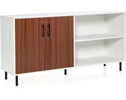 Modern Buffetkast, Credenza Kast met Open Deuren en Compartimenten, Keuken Kast met Metalen Poten, Barkast voor Keuken, Eetkamer, Woonkamer