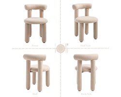 Modern Cloud Comfort Faux Fur Eetkamerstoelen Set van 2 – Design Keukenstoelen met Metalen Frame & Zachte Zitting 50x58x77 cm Khaki
