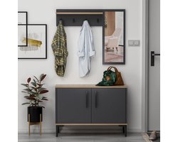 Modern coat rack with shoe cabinet stylish hallway storage solution space-saving coat rack for entrance anthracite/oak finish