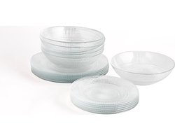Modern compleet servies voor 6 personen, 18 bestek, 24-delig, Amefa, opaalglas, uniek, standaard