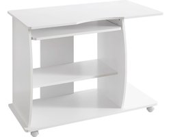 Modern computerbureau met pc-plank - Tijdloos ontwerp - Opbergmogelijkheden - Afgeronde 3D-hoeken - 90 cm x 71 cm x 50 cm