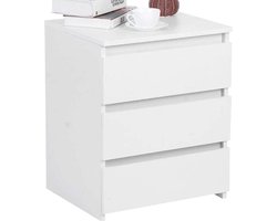 Modern design nachtkastje met 3 laden - Wit - 55 x 45 x 38 cm - Slaapkamer commode - Hout MDF - Meubels huisdecoratie.