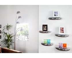 Modern design wandplank TEAR 40cm zilver aluminium - 20405