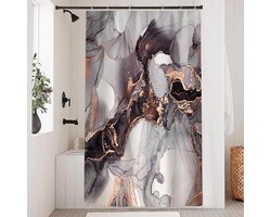 Modern douchegordijn met marmerlook - Waterdicht en schimmelwerend - 120x200 cm