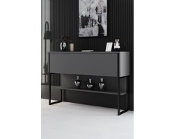 Modern Dressoir Antraciet Luxe 120x80x30 - Zwart Frame - Eén Vak