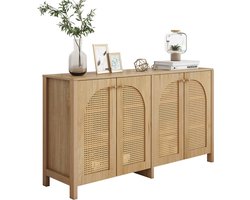 Modern dressoir in minimalistische stijl 4-rotan deur - metalen handvat eenvoudige buffetkast - houtkleur