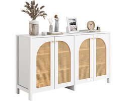 Modern dressoir in minimalistische stijl 4-rotan deur - metalen handvat eenvoudige buffetkast - wit