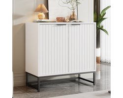 Modern dressoir ladekast met 2 deuren in vacuümvorm - staande kast opbergkast met metalen handgrepen en framepoten - 80x40x80 cm