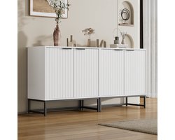 Modern dressoir ladekast met 2 deuren in vacuümvorm - vloerstaande kast opbergkast met metalen handgrepen en framepoten - 160x40x80 cm