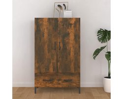 Modern dressoir met 2 deuren en 1 lade voor eetkamer, woonkamer, keuken, van multiplex, eiken, rookkleurig, 70 x 31 x 115 cm