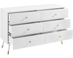 Modern dressoir met 6 lades – 120x40x80cm – voor slaapkamer en woonkamer,wit