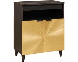 Modern dressoir - Opbergkast - Woonkamer inrichten - Massief mangohout - 60x33x75 cm - Zwart goud