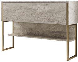 Modern Dressoir Travertin Luxe 120x80x30 - Gouden Frame - Eén Vak