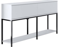 Modern Dressoir Wit Lord 150x30x80 - Zwart Frame - Twee Vakken