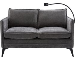 Modern Dubbel Sofa Klein Stoffen Sofa Fauteuil met Opbergruimte Zijzak + Aanpasbare Telefoonhouder Geschikt voor Woonkamer/Slaapkamer/Balkon- Grijs