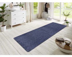 Modern effen deurmat Clean & Go - blauw/zwart 100x150 cm