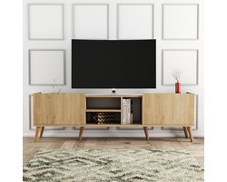Modern eiken tv-meubel met houten poten