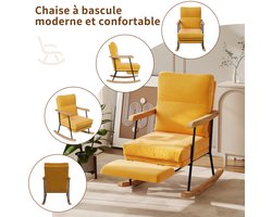 Modern Ergonomic Rocking Chair,recliner with Retractable Footrest - Noise-Free Swivel, for Living Room,Nursery,Yellow