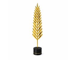 Modern Gold Leaf Table Decoration – Elegant Metal Leaf Sculpture with Black Base