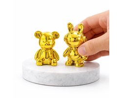 Modern Gouden Sculptuur Set van 2 – Abstract Woondecoratie – Space Rabbit & Beer – Design Beeldjes voor Woonkamer, Bureau & Auto
