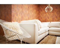 MODERN GRAFISCH BEHANG - Bruin Koper Metallic Oranje - AS Creation New Walls "Livingwalls"