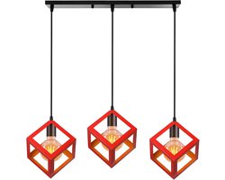 Modern Hanglamp 3 Lampen Kroonluchter Geometrische Plafondlamp Rood