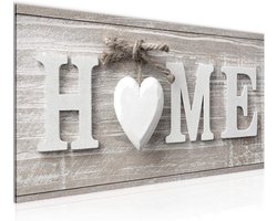 Modern Hart Huis Schilderij op Fleece Canvas - Beige & Bruin Wanddecoratie