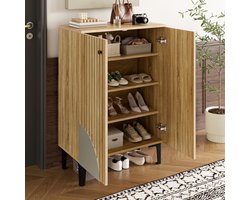 Modern houten schoenenkast met deur - schoenenopbergkast - met planken en opbergruimte - geschikt voor de hal en woonkamer