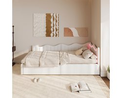 Modern jeugdbed 90x200cm, gestoffeerd bed, kinderbed met lattenbodem en opbergruimte, led-verlichtingsbed met lattenbodem, fluwelen stof, eenpersoonsbed voor jongens en meisjes, zonder matras (verzonden in twee pakketten)