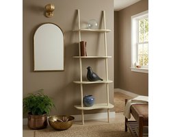 Modern Ladderrek Wit - Gebogen Planken - 174x57 cm - Scandi Boekenkast - Wave Design Kast - Houten Ladderrek - Minimalistisch