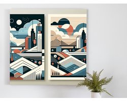 Modern landschap schilderij | Contemporary Perspectives: Reimagining Nature in Abstract Urban Landscapes | Kunst - 30x30 centimeter op Canvas | Foto op Canvas