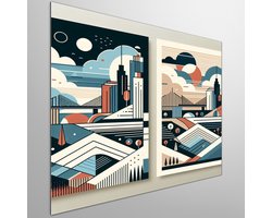 Modern landschap schilderij | Contemporary Perspectives: Reimagining Nature in Abstract Urban Landscapes | Kunst - 40x40 centimeter op Dibond | Foto op Dibond