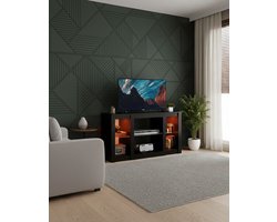Modern Led TV-meubel | Lage TV-kast met RGB-verlichting, 22 Dynamische Lichtmodi, Verstelbare Glazen Planken, Dressoir voor Woonkamer & Slaapkamer, Zwart, 100 x 39 x 56 cm Depauwwonen
