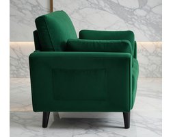 Modern Loveseat Groen – Compacte 1-Zits Bank met Armleuningen en Kussens – Kleine Sofa van Linnen – Loungesofa voor Woonkamer, Slaapkamer of Hal House&Garden