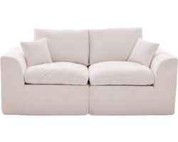 Modern minimalistisch tweezits stoffen bank - Woonkamerbank Zachte en comfortabele fauteuil - Compleet met kussens - Vrijetijdsbank in Scandinavische stijl - Voor woonkamer, slaapkamer- Beige