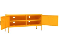 Modern Mosterdgeel TV-meubel met 2 Deuren – Robuust Stalen Sideboard, Televisiekast en Hifi-kast – 105x35x50 cm – Opbergruimte en Kabelmanagement – Altameubel