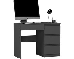 Modern N34 Serie - Antraciet Bureau met Lades - 90x50 cm - Minimalistisch Ontwerp