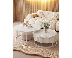 Modern Round Coffee Table, Set of 2 Nesting Coffee Tables, Coffee Table, Side Tables for Living Room, Balcony and Office