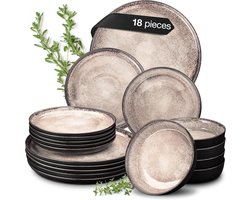 Modern Servies en Bestekset – Steengoed – 18-delig – Universum Blauw – Krasbestendig – 43×33×32 cm – voor 6 Personen