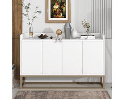Modern Sideboard met 4 Deuren – Minimalistisch Design zonder Grepen – Opbergkast voor Woonkamer, Keuken of Hal