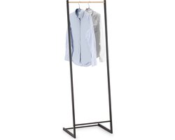 Modern Spirit Kledingrek - enkele stang - zwart - metaal/hout - 50 x 160 cm - extra opslagruimte