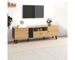 Modern TV-meubel 170 cm – Lowboard in hout & zwart design met lades, stijlvolle look & veel opbergruimte, uniek en elegant TV-meubel
