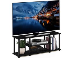 Modern TV-Meubel met 3 Legplanken – Lowboard met Open Opbergvakken, Walnoot Houtlook, 111,3 cm – Stabiel TV-Rek tot 50 inch – Snelle Montage Zonder Gereedschap – Altameubel
