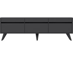 Modern TV-meubel met Pvc poten, Antraciet - 150 cm - Emob - Woonkamerkasten - Antraciet - Spaanplaat - Woonkamerkasten - Op voorraad
