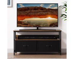 Modern TV-Meubel voor TV's tot 55 Inch - TV-Kast met 2 Uitneembare Laden - Compact Dressoir & Opbergkast - 99 x 30 x 57 cm