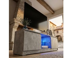 Modern TV-meubel voor tv’s tot 65 inch – Lowboard met verstelbare plank, kabelbeheer en veel opbergruimte – 147 cm – Natuurlijke Eik & Crèmewit – Woonkamer Meubel Furniture Land